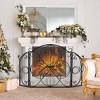 Tangkula 59.5 x 32.5 Inch Fireplace Screen w/ Floral Pattern 3-Panel Folding Spark Guard - 3 of 4