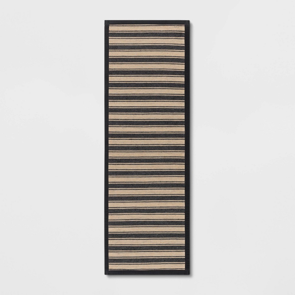 Photos - Area Rug 60" x 20" Vintage Striped Kitchen Runner Rug Black/Brown - Threshold™