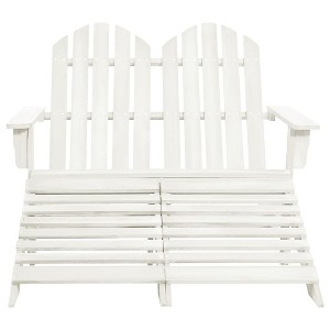 vidaXL Garden Chair White Fir Wood 2-seater Ergonomic Adirondack Chair - White - 1 of 4