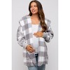 Pinkblush Grey Plaid Maternity Hooded Cardigan - 2 of 4