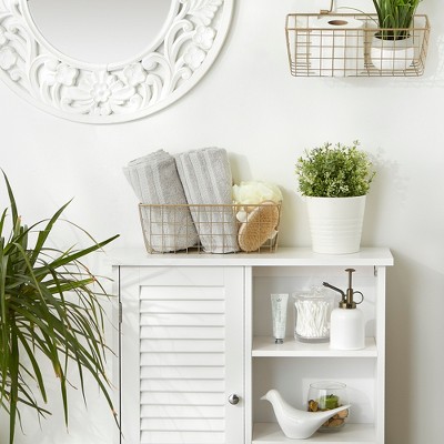 Vintage Gold Wire Wall Basket Set, Small Rectangular, 11.8"