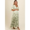 PinkBlush Light Olive Floral Deep V-Neck Maternity Maxi Dress - 3 of 4