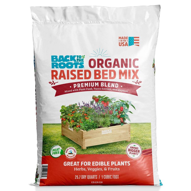 Back to the Roots 25.7qt Organic Raised Bed Mix Premium Blend For Growing Edible Plants, 1 of 15