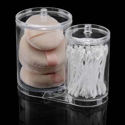 Clear Acrylic Dual Bin Cotton Swab and Pad Organizer