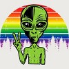 Adult Design By Humans Alien Peace Pride Retro Stripes By Tomoken T-Shirt - 2 of 2