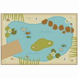 Carpets for Kids KIDsValue PLUS Tranquil Pond Playroom Rug Nature Colors, Rectangle, Tan - 1 of 4