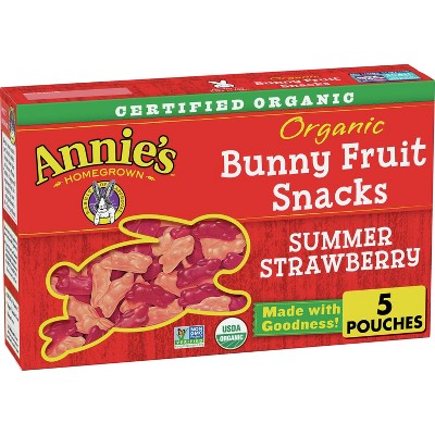Annie's Homegrown Organic Bunny Summer Strawberry Fruit Snacks - 5ct