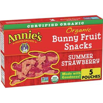 Annie's Homegrown Organic Bunny Summer Strawberry Fruit Snacks - 5ct