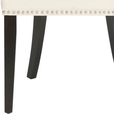 Flat Cream Leather Upholstered Parsons Side Chair with Nickel Trim