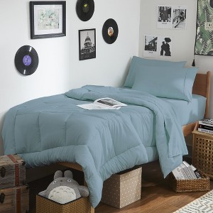 7PC Campus Ready Dorm Twin XL Bedding Bundle, Solid Comforter, Pillows and Sheet Set - 1 of 1