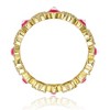 Guili Young Adults/Teens 14k Yellow Gold Plated with Cubic Zirconia Colorful Enamel Evil Eye Repeating Hearts Stacking Ring - 2 of 3