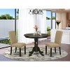 Round Dining Set - 36" Table with 2 Parsons Chairs - Linen Fabric & Cappuccino Finish - 2 of 4