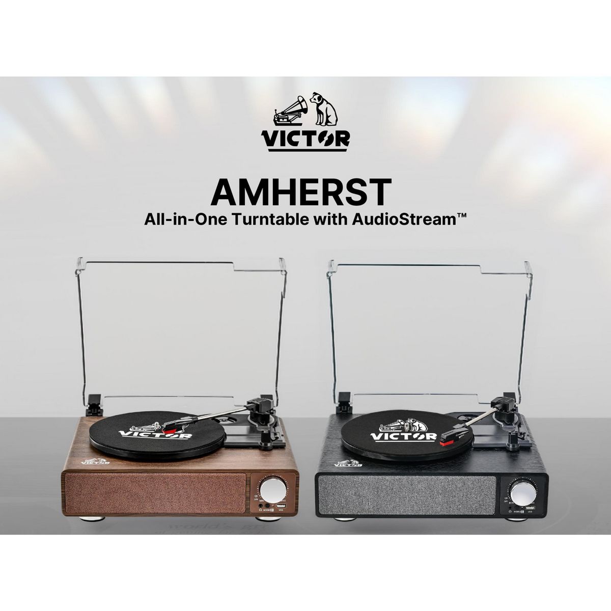 Victor VHRP-1405 Amherst All-in-One 3-Speed Turntable with AudioStream, Bluetooth In/Out, Built-in Stereo Speakers, USB MP3 Playback, RCA Outputs - thumbnail 6