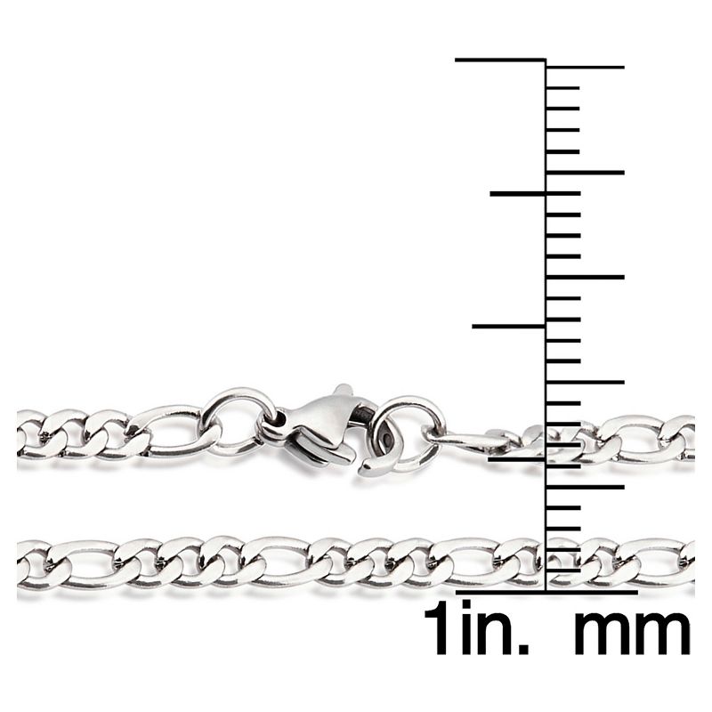 Men's Stainless Steel Figaro Chain Necklace (3mm) - Silver (24"), 3 of 4