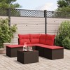 vidaXL Garden Sofa Set Black PE rattan 5 Piece Set - Brown and Red With Table - 2 of 4