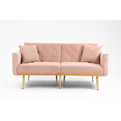 NicBex Loveseat Sofa Modern Tufted Buttons Loveseat Couch Upholstered Leisure Sofa Couch with Metal Legs for Bedroom,Living Room,Pink