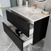 Gulches 30 inch Black Wall Mounted Floating Fluted Bathroom Vanity with Ceramic Sink - 2 of 4