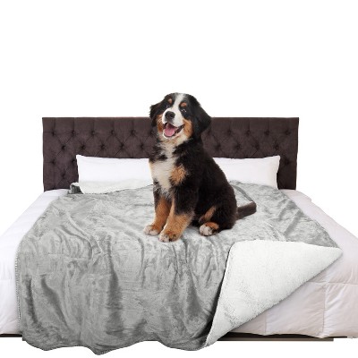 Kritter Planet Light Gray Waterproof Reversible Fleece Pet Blanket