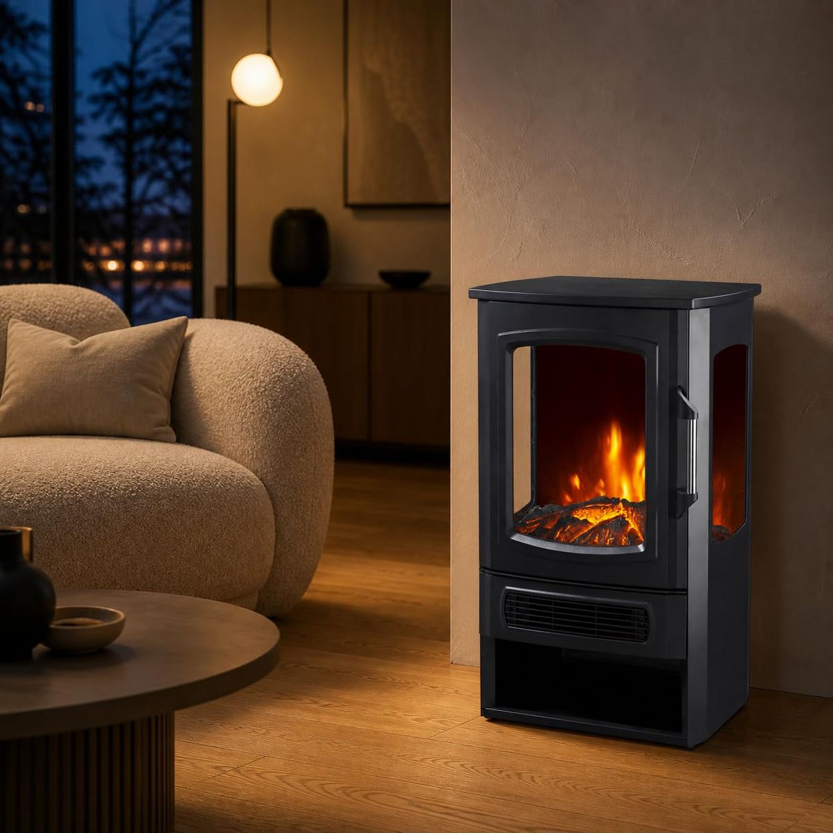 Garvee Three-Sided Electric Fireplace with Remote, 2-Stage with Heater, Thermostat & Timer, Adjustable Flame, Home & Kitchen Cozy Heating - thumbnail 3