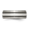 Black Bow Jewelry 8mm Titanium & Sterling Silver Inlay Antiqued/Brushed Grooved Band - 3 of 4