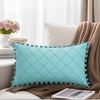 REGALWOVEN Geometry Velvet Couch Throw Pillow Covers with Pom-poms for Farmhouse Home Decor 1 Pc - 2 of 4