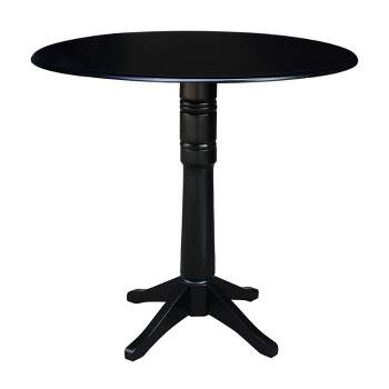 Sandon Round Dual Drop Leaf Pedestal Table Black - International Concepts
