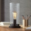 360 Lighting Libby Rustic Farmhouse Accent Table Lamp 12" High Bronze Metal LED Seedy Glass Cylinder Shade for Bedroom Bedside Nightstand Office House - 2 of 4