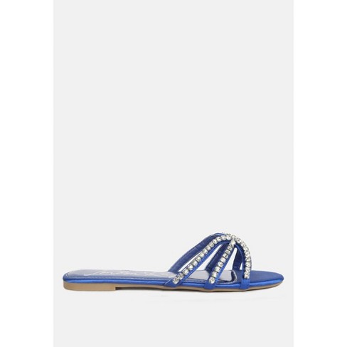 London Rag Womens mezzie diamante embellished flat sandals 8
