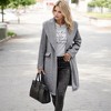 Amaryllis Women's Longline Overcoat Soft Herringbone Texture Wide Lapel Belted Design Full-Length Sleeves - 2 of 4