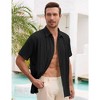 Men's Cotton Linen Shirts Relaxed Fit Short Sleeve Beach Button Down Shirt Button Up Pleats Guayabera Shirts - 2 of 4