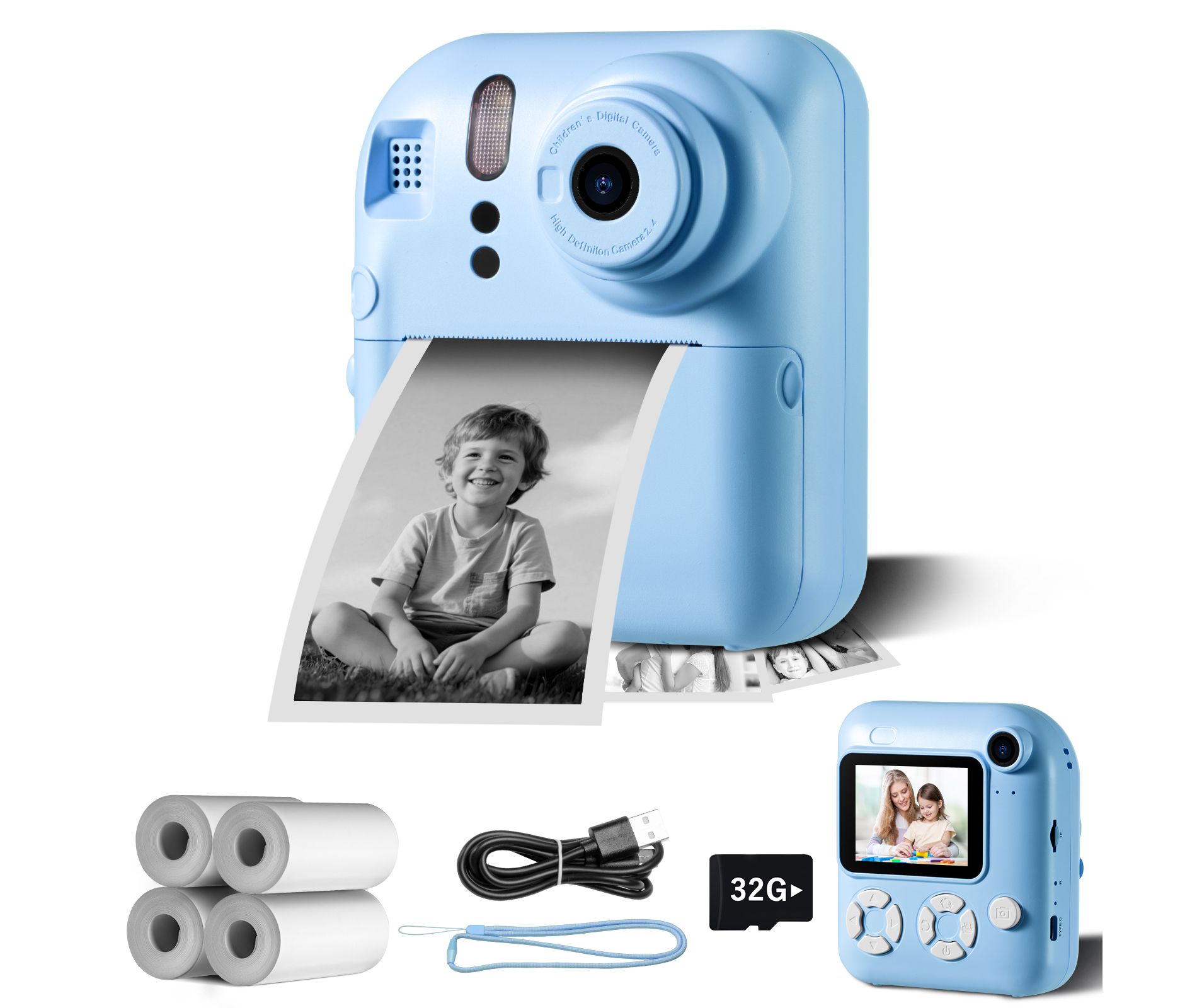 SUGIFT 2-in-1 Instant and Digital Camera for Kids with HD Video, 16X Zoom, Printing, Games, and Accessories
