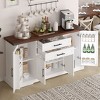 KTMBDW Modern Farmhouse Sideboard Buffet Cabinet, Barn Doors Buffet Storage Cabinet with Drawers and Shelves, Wood Coffee Bar for Kitchen - 2 of 4