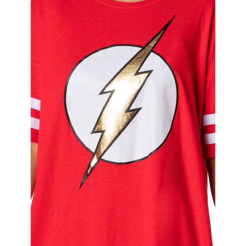 DC Comics Womens' The Flash Classic Symbol Nightgown Pajama Shirt Dress Red, 3 of 5