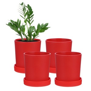 Unique Bargains Plastic Drainage Holes Indoor Plants Flower Pots 4 Pc - 1 of 4