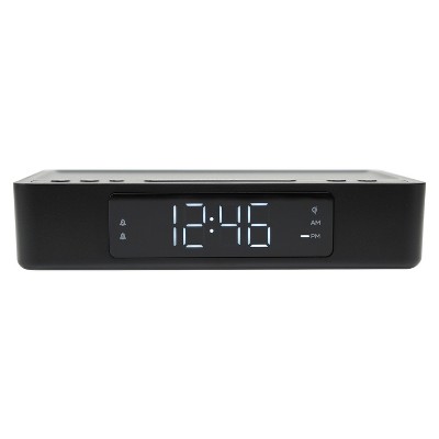 Lumoday™ USB Alarm Clock with Wireless Charging in Black