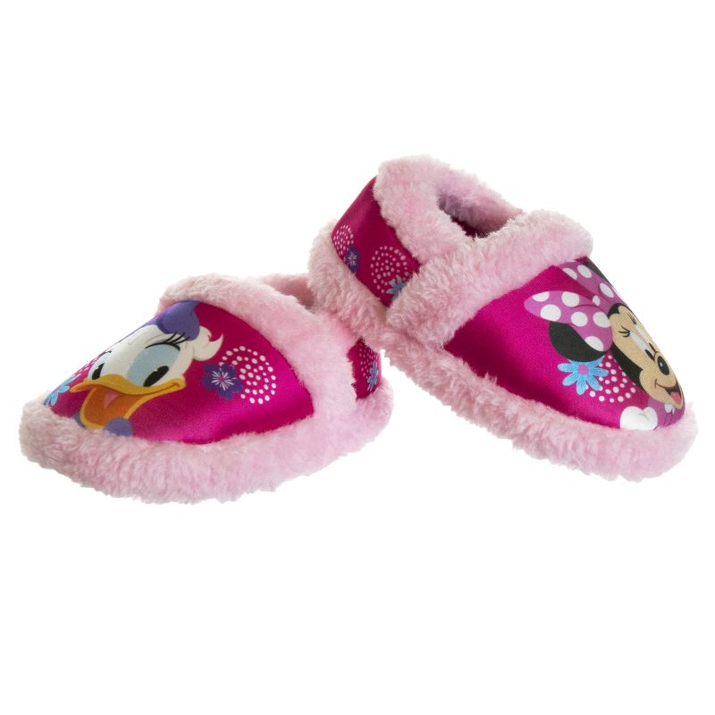 Disney Kids Girl's Minnie Mouse Slippers - Plush Lightweight Warm Comfort Soft Aline House Slippers Fuchsia Pink (size 5-12 Toddler-Little Kid), 3 of 9