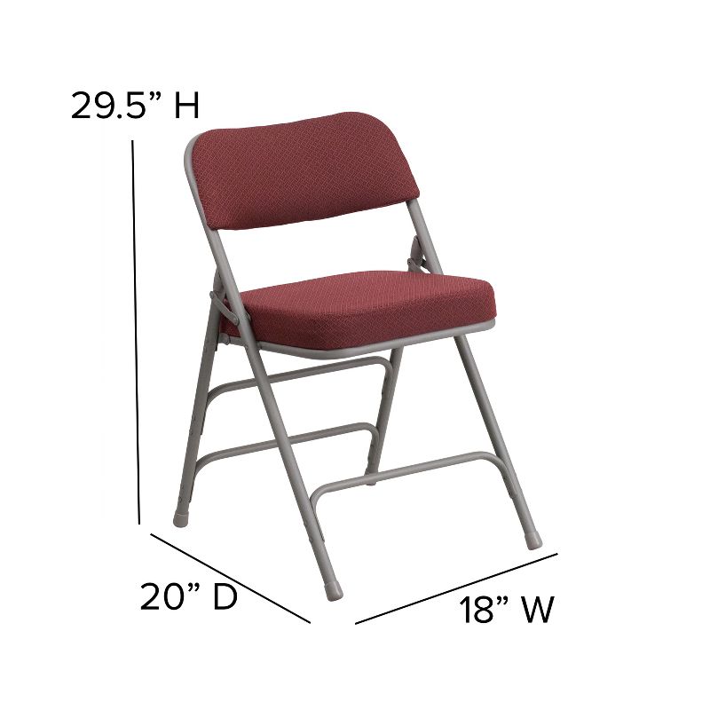 Emma and Oliver 2 Pack Premium Curved Triple Braced & Hinged Fabric Upholstered Metal Folding Chair, 4 of 8