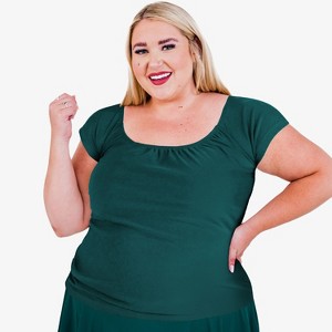 Calypsa Women's Cap Sleeve UPF 50+ Zoey Crop Swim Top - 1 of 3