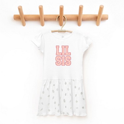 The Juniper Shop Lil Sis Distressed Toddler Graphic Dress