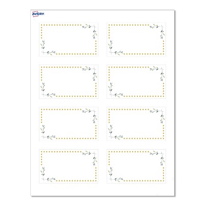 Avery® Cards, 2" x 3.5", Green Florals w/ Gold Dots, 80ct