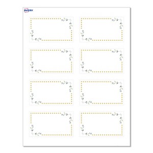 Avery® Cards, 2" x 3.5", Green Florals w/ Gold Dots, 80ct - 1 of 4