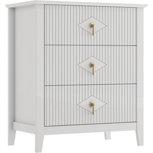 Bedroom Dressing Table with 3 Drawers, 28" Wide Modern Chest of Drawers with Metal Handles, Wooden Storage Cabinet for Bedroom, Living Room, Hallway - 1 of 4