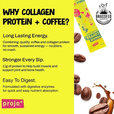 Projo Power Coffee with Collagen Vanilla Latte Medium Dark Roast Instant Coffee - 3.1oz/4ct