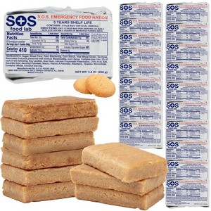 SOS Food Lab Emergency Food Bar - 1200 Calorie Ration (20 Pk Shortbread Cookie) - 1 Day/24 Hour Ready to Eat Supply for Camping - 5 Year Shelf Life! - 1 of 4