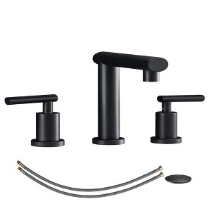 8-Inch 3 Hole 2-Handles Widespread Waterfall Bathroom Faucets for Sink with Pop Up Drain - 1 of 4
