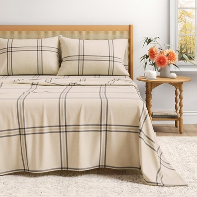 100% Cotton Plaid & Stripe Flannel Sheet Set - Great Bay Home