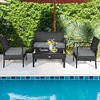 Tangkula 8PCS Patio Wicker Rattan Conversation Set Outdoor Furniture Set w/ Cushion - 3 of 4