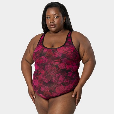 Curvy Couture Plus Size Women's Sheer Mesh Bodysuit