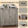 Jojoka Buffet Cabinet Farmhouse Storage Accent Console Cabinet with Doors and Shelves, Sideboard with Countertop/Barn  Doors - 4 of 4
