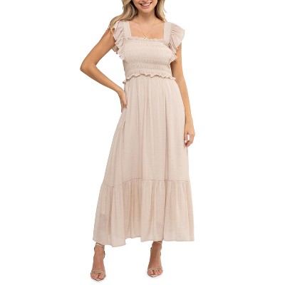 August Sky Women's Smocked Bodice Midi Dress